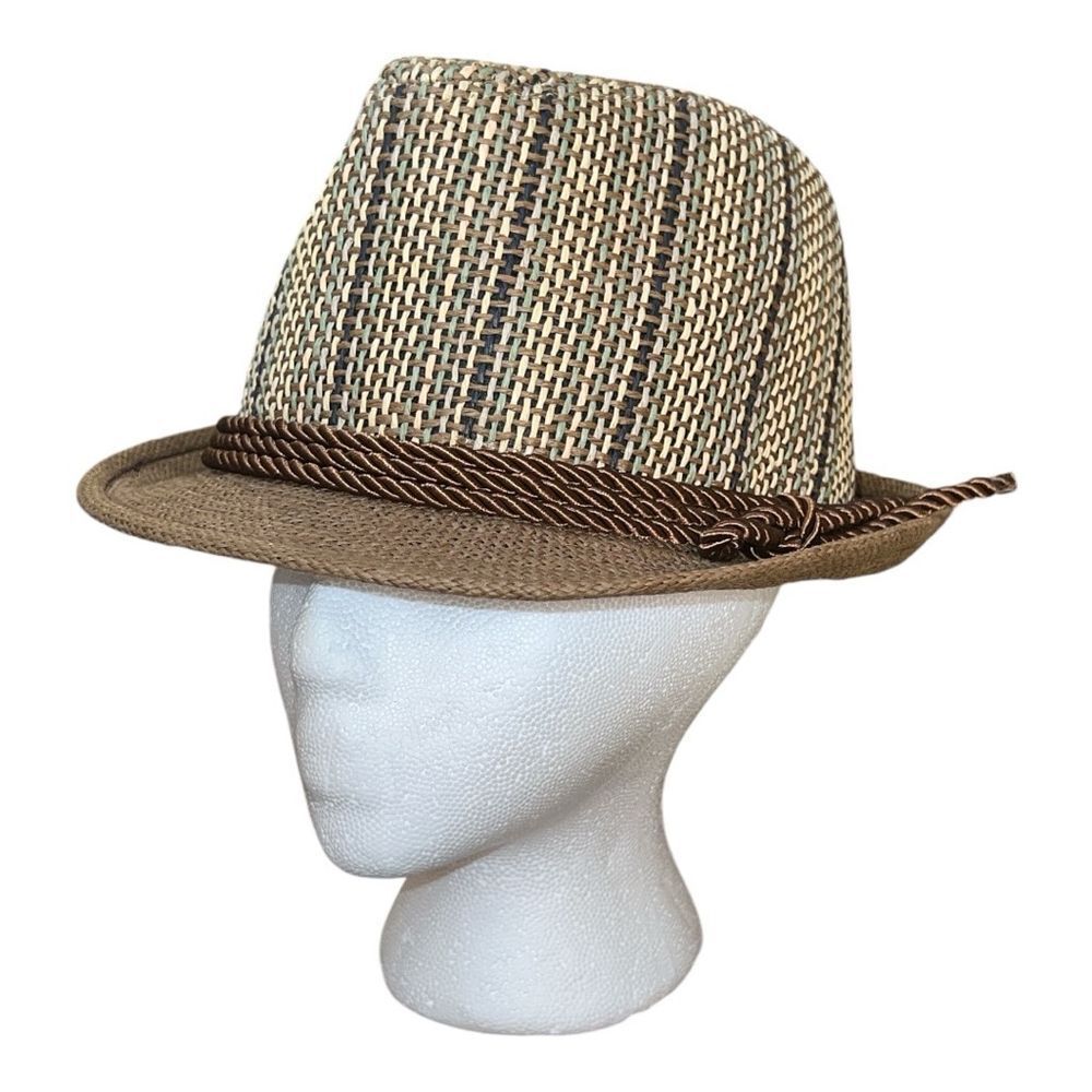 Men's Unbranded Brown & Beige Striped Fedora Hat One Size